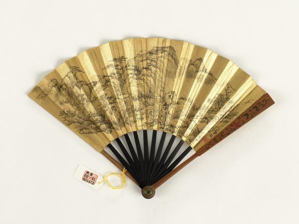 清張照書乾隆御製讀杜子美集有感詩錢維城畫山水　成扇