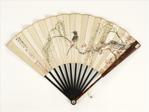 清永琰書乾隆御製載月八首疊去歲韻明宋秋士花鳥　成扇