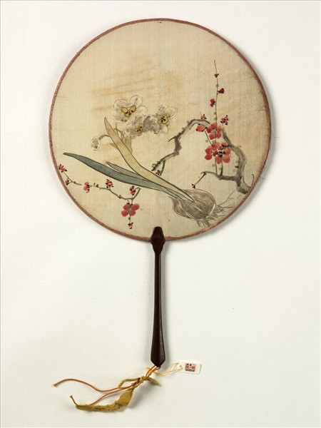 清人畫紅梅水仙　成扇