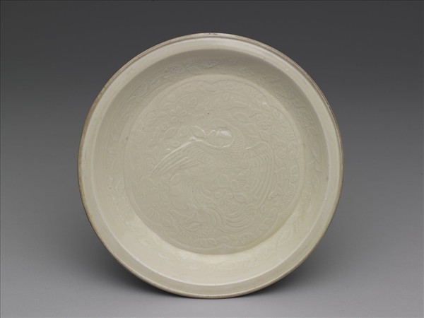 定窯 白瓷印花舞鳳紋盤