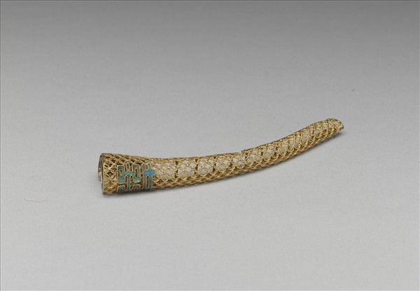 鍍金鏤空點翠雙喜指甲套