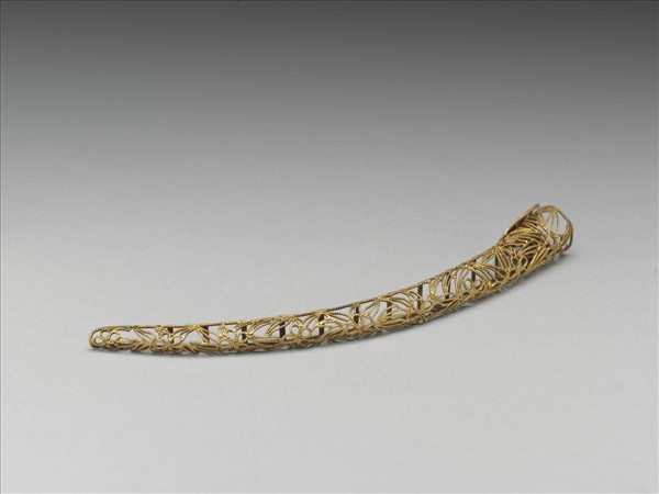 銀鍍金纍絲梅竹紋指甲套