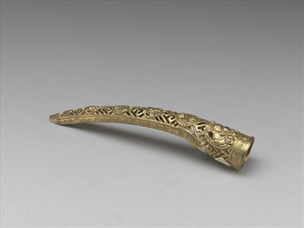 銀鍍金鏤空福壽紋指甲套