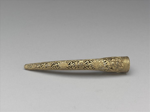 銀鍍金鏤空福壽紋指甲套