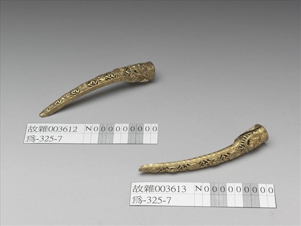 銀鍍金鏤空福壽紋指甲套