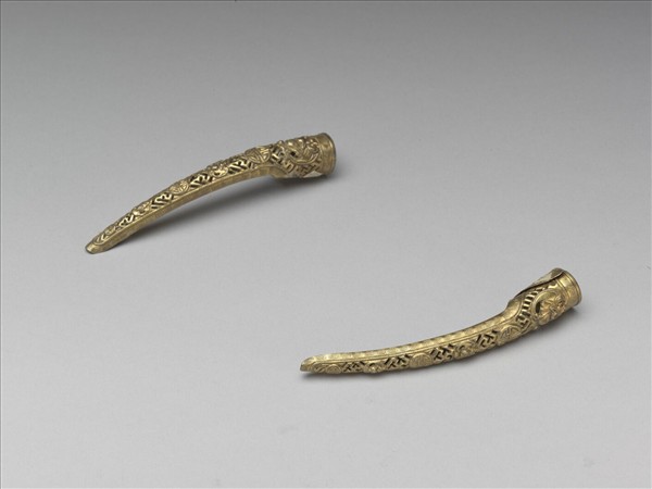 銀鍍金鏤空福壽紋指甲套