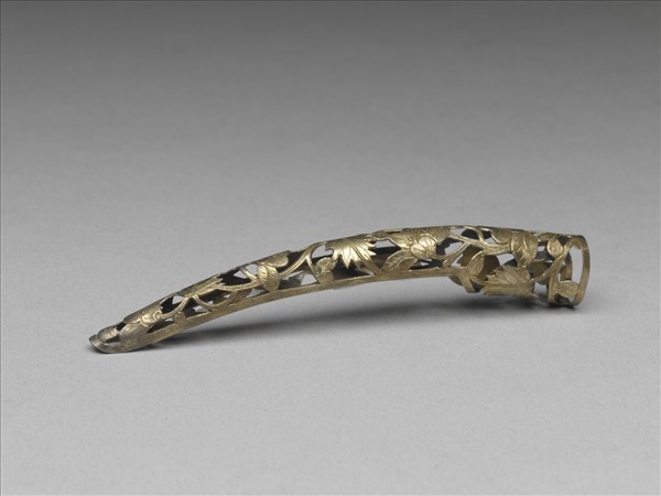 銀鍍金鏤空芙蓉花指甲套