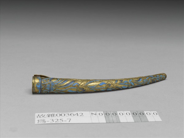 銅鍍金點翠花卉指甲套