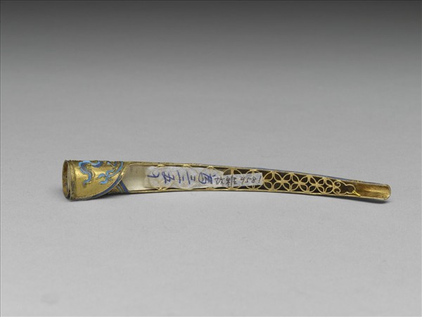 銅鍍金點翠花卉指甲套