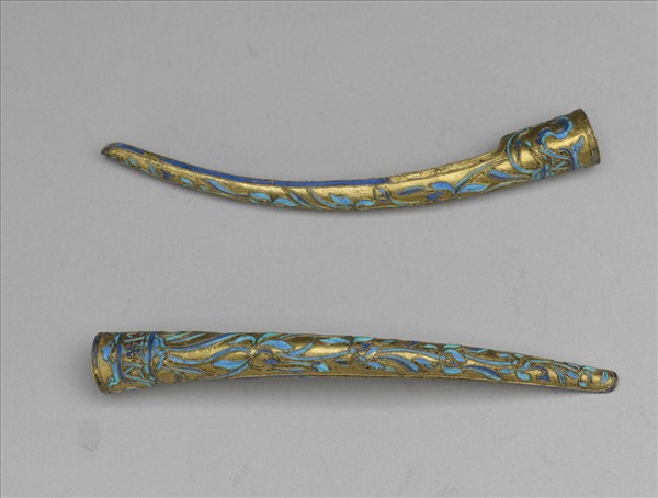 銅鍍金點翠花卉指甲套