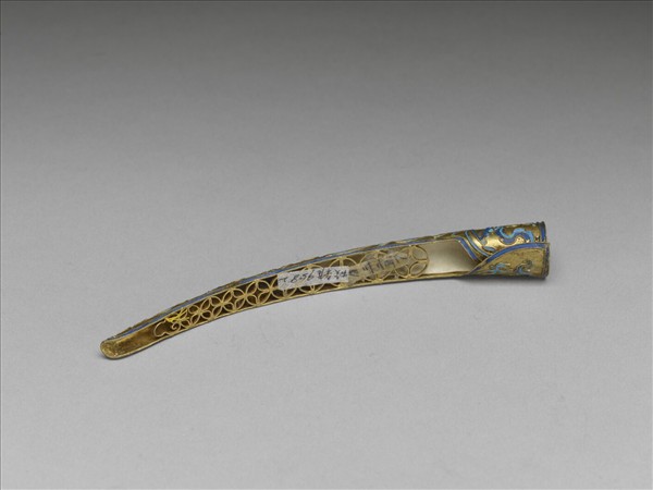 銅鍍金點翠花卉指甲套