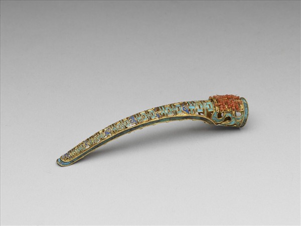 點翠緝米珠雙囍雲紋指甲套