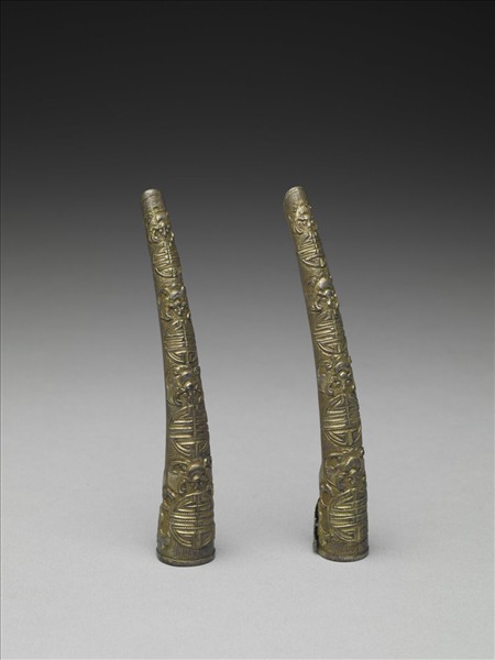 銀鍍金蝠壽指甲套