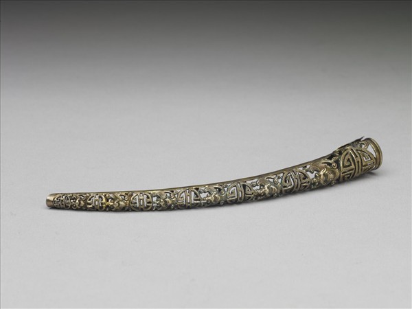 銀鍍金鏤空蝠壽紋指甲套