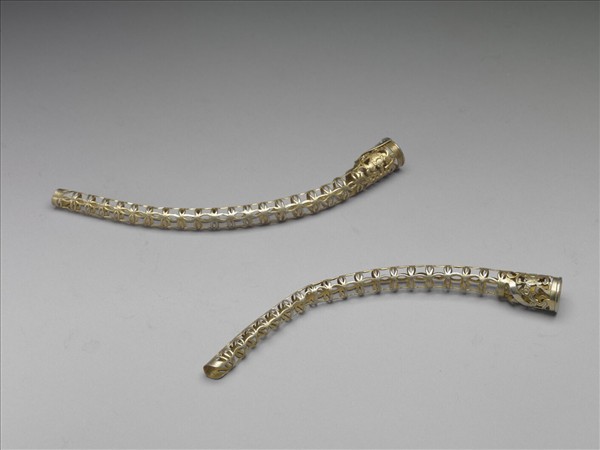 銅鍍金鏤空福壽錢紋指甲套