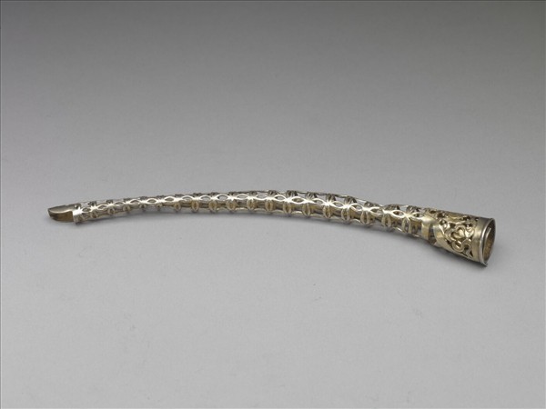 銅鍍金鏤空福壽錢紋指甲套