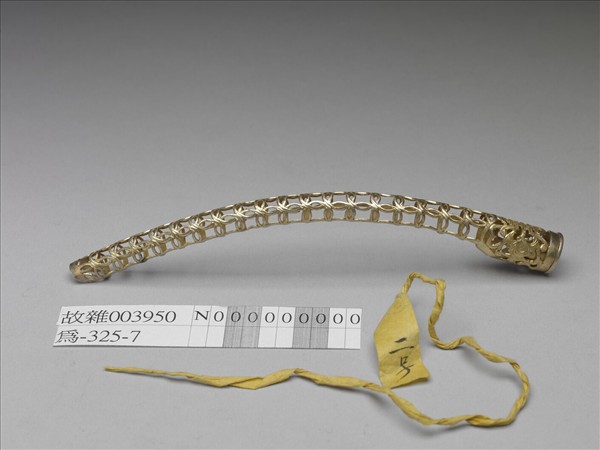 銅鍍金鏤空福壽錢紋指甲套