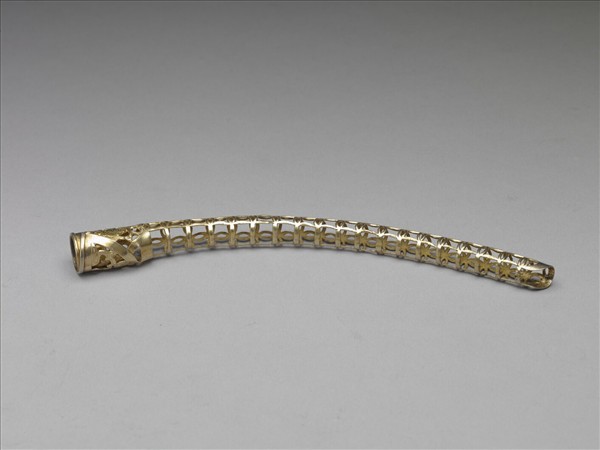 銅鍍金鏤空福壽錢紋指甲套