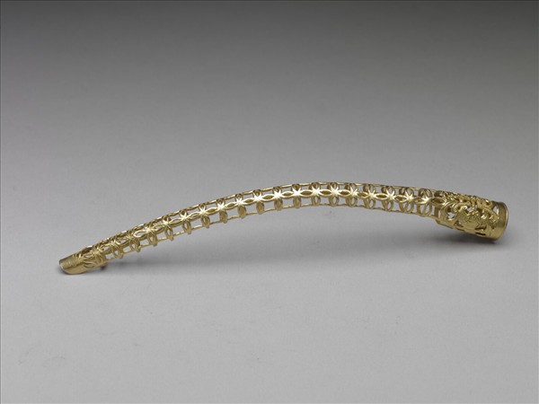 銅鍍金鏤空福壽錢紋指甲套