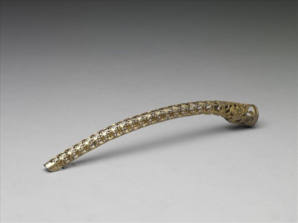 銅鍍金鏤空福壽錢紋指甲套