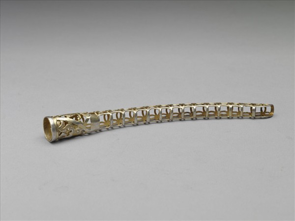 銅鍍金鏤空福壽錢紋指甲套