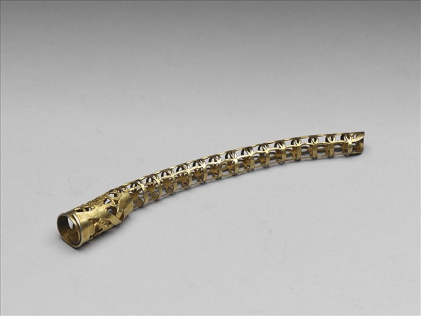 銅鍍金鏤空福壽錢紋指甲套