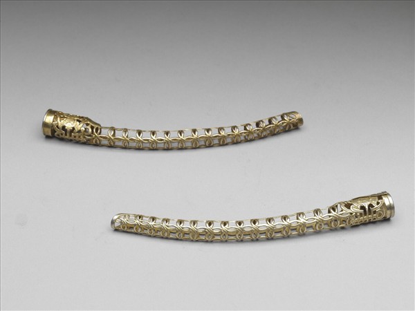 銅鍍金鏤空福壽錢紋指甲套