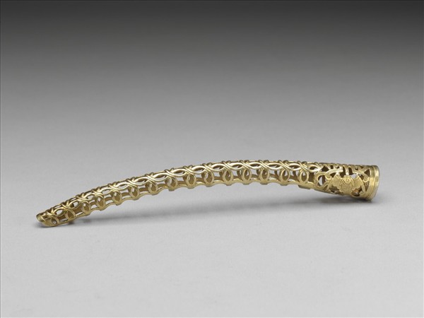 銅鍍金鏤空福壽錢紋指甲套