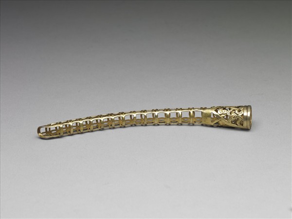 銅鍍金鏤空福壽錢紋指甲套