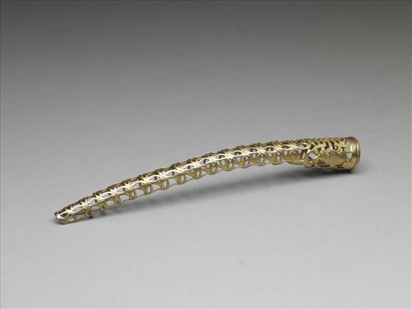 銅鍍金鏤空福壽錢紋指甲套