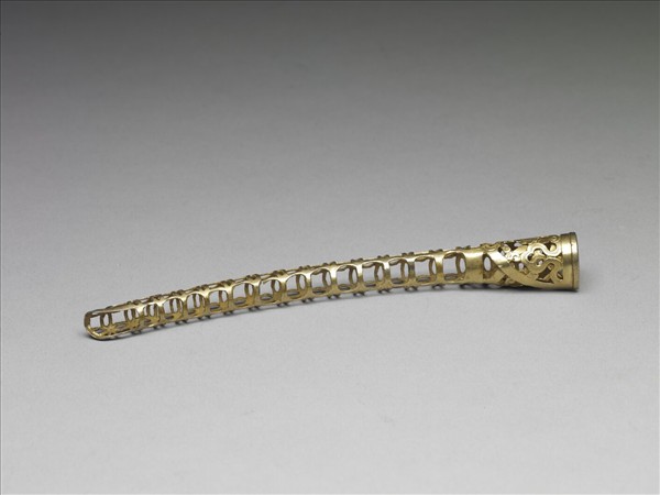 銅鍍金鏤空福壽錢紋指甲套