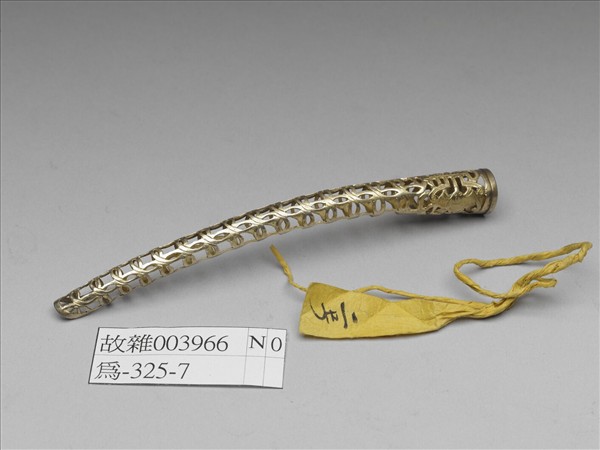 銅鍍金鏤空福壽錢紋指甲套