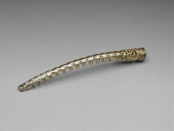 銅鍍金鏤空福壽錢紋指甲套