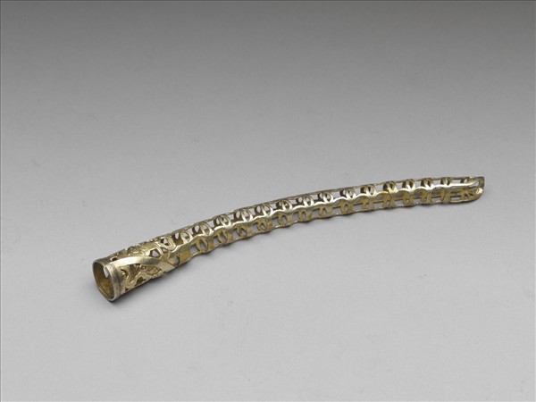 銅鍍金鏤空福壽錢紋指甲套