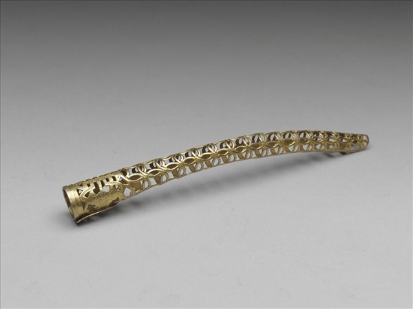 銅鍍金鏤空福壽錢紋指甲套