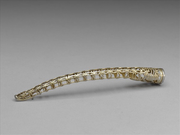 銅鍍金鏤空福壽錢紋指甲套