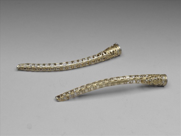 銅鍍金鏤空福壽錢紋指甲套