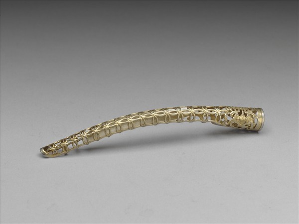 銅鍍金鏤空福壽錢紋指甲套