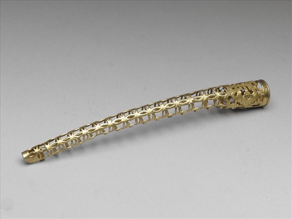 銅鍍金鏤空福壽錢紋指甲套