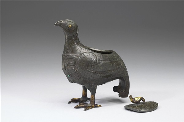 嵌孔雀石鎏金鳥尊