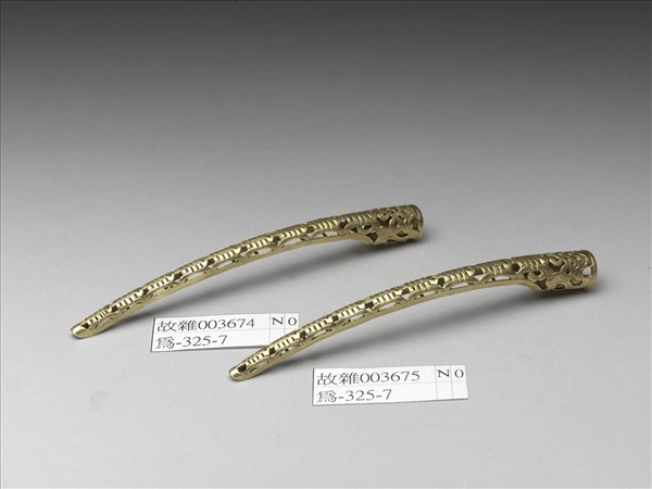 銀鍍金壽字盤長紋指甲套