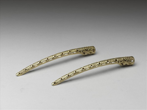 銀鍍金壽字盤長紋指甲套