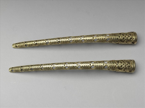 銀鍍金壽字盤長紋指甲套