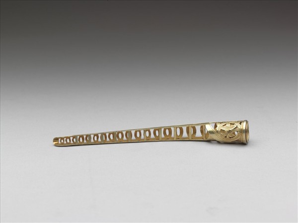 銅鍍金鏤空錢紋指甲套