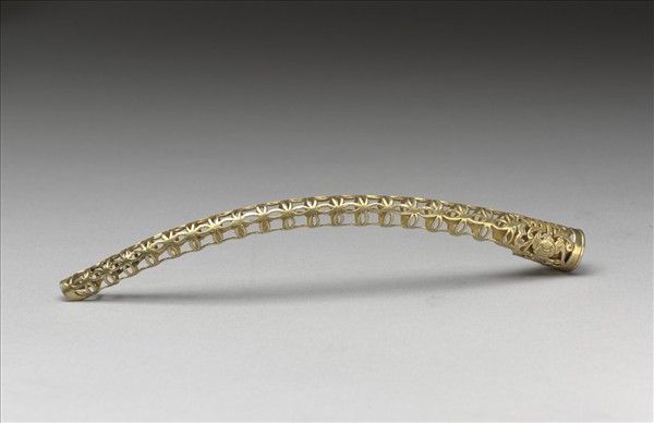 銅鍍金鏤空福壽錢紋指甲套