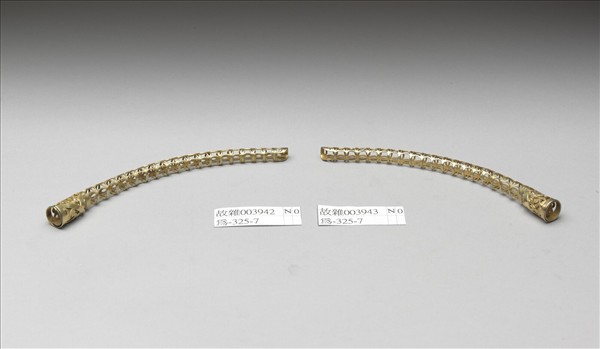 銅鍍金鏤空福壽錢紋指甲套