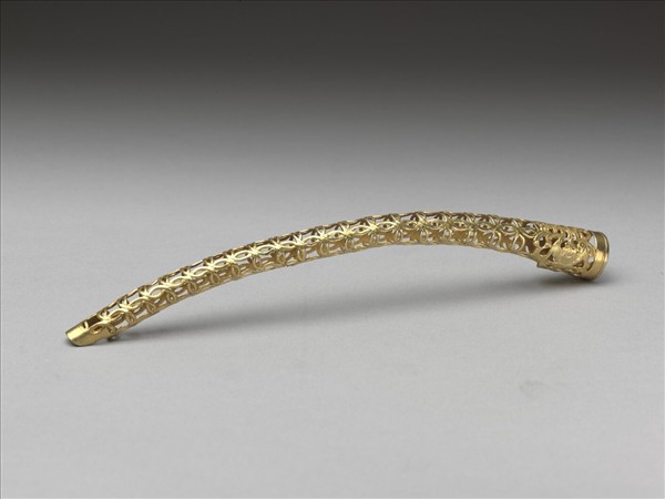 銅鍍金鏤空福壽錢紋指甲套