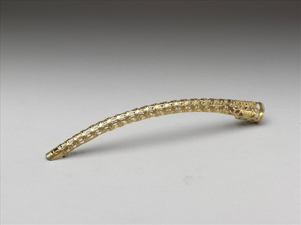 銅鍍金鏤空福壽錢紋指甲套