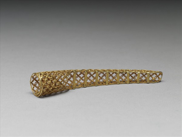 銅鍍金纍絲錢紋指甲套