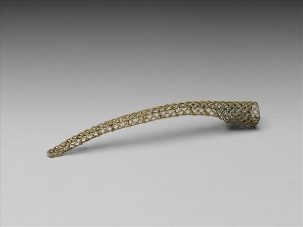 銅鍍金纍絲錢紋指甲套